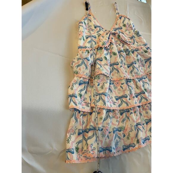 NWT Simply Southern Ribbon Tiered Mini Dress Size XXL Blue Pink White Ruffles - Picture 13 of 13